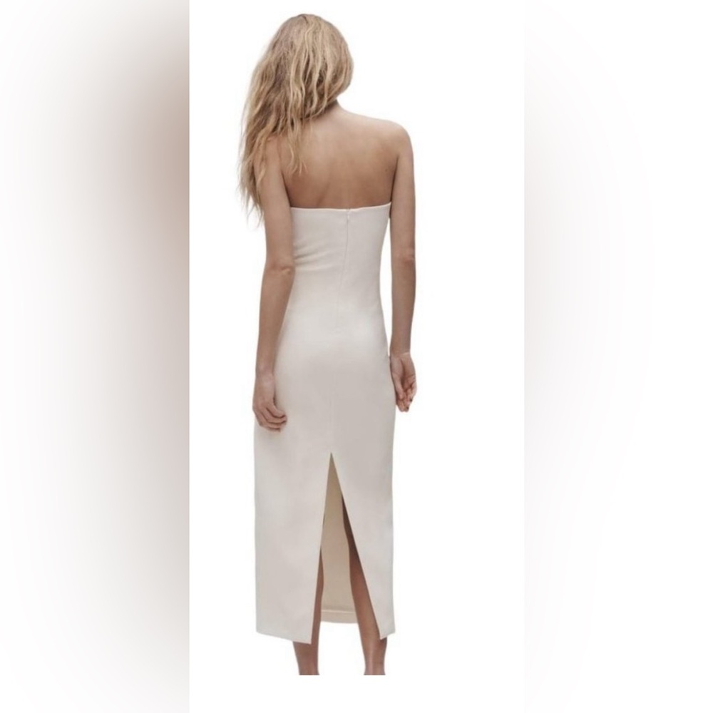 Elegant White tube top medi dress
